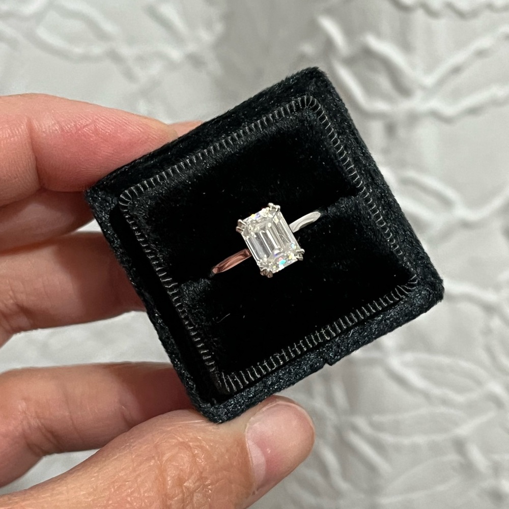 2 ct Emerald Cut 14 WG DEF Moissanite Engagement Ring - brand new!